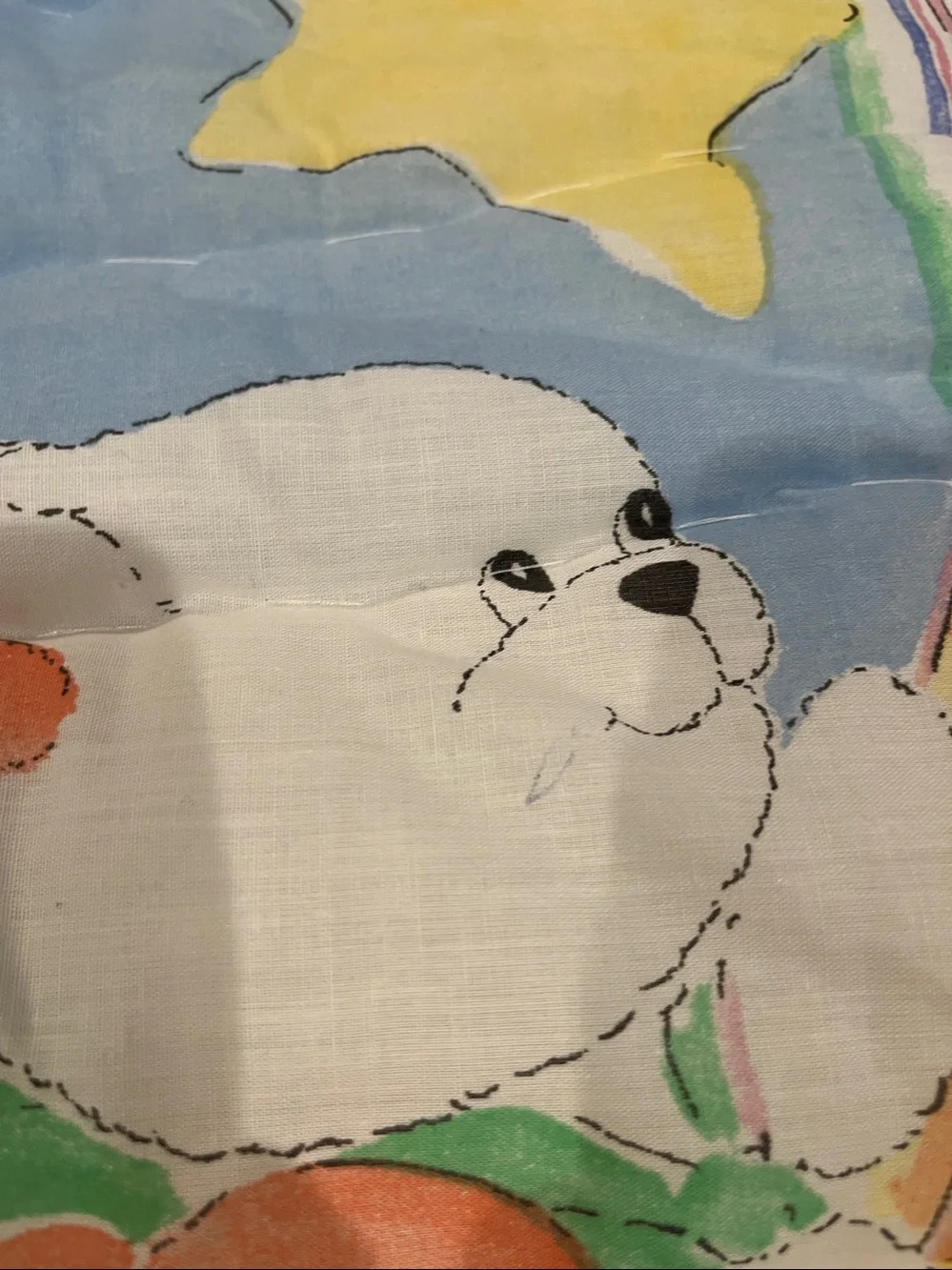 Cute Nursery Quilt with Bear & Bunny Boat - Pastel Blue, Yellow, Pink